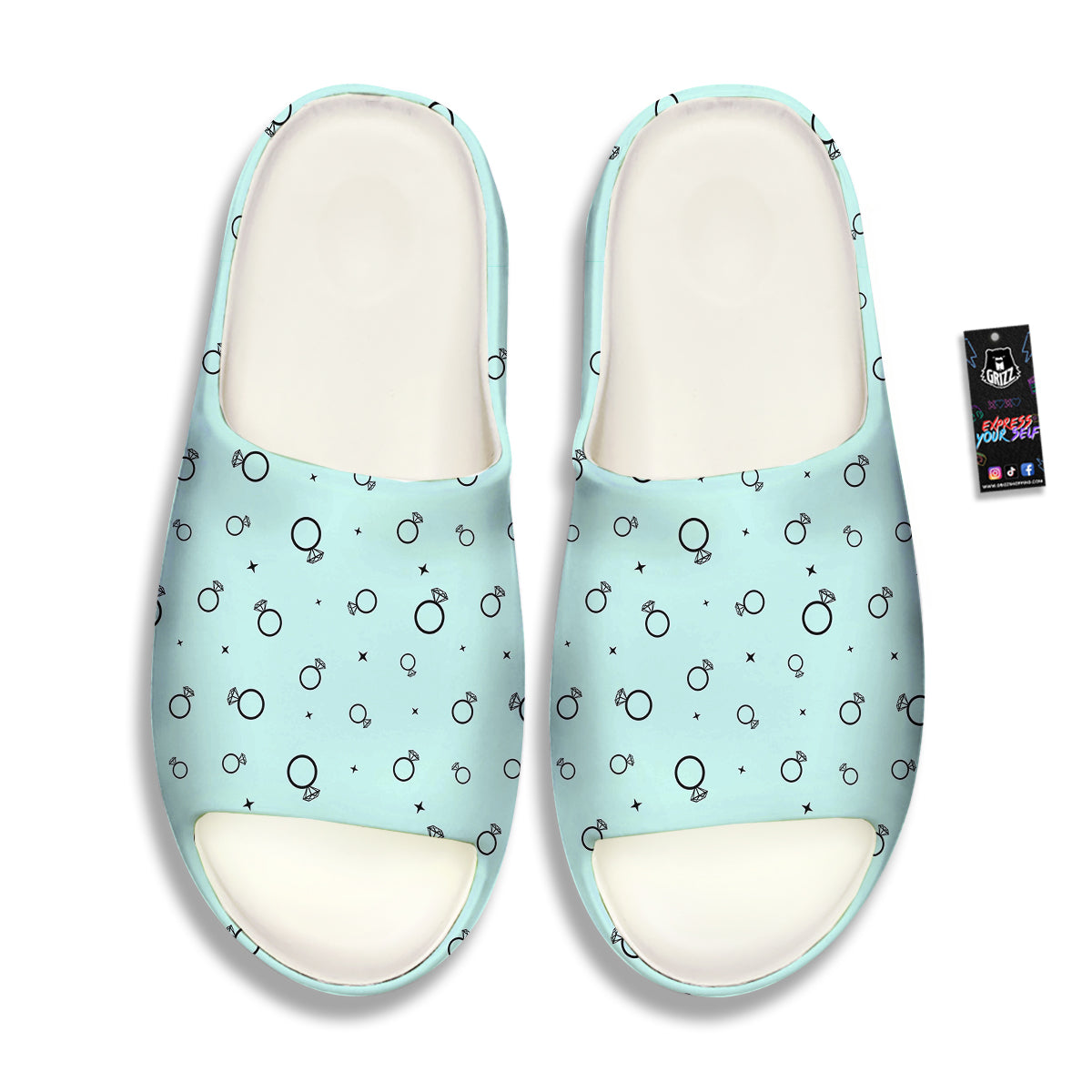 Blue Diamond Ring Print Pattern Sandals-grizzshop