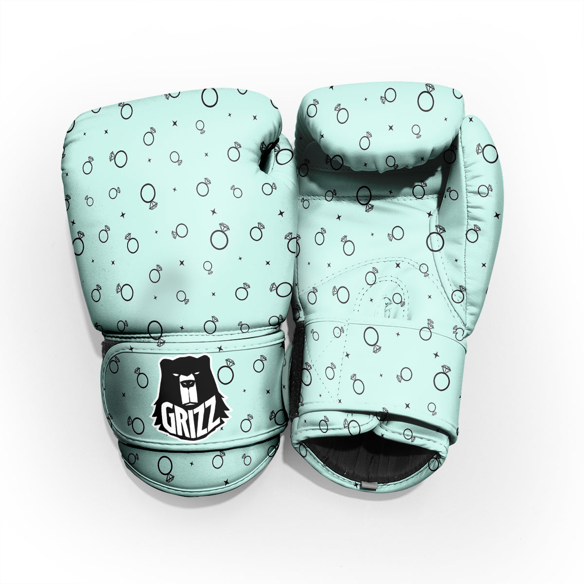 Blue Diamond Ring Print Pattern Sparring Gloves-grizzshop