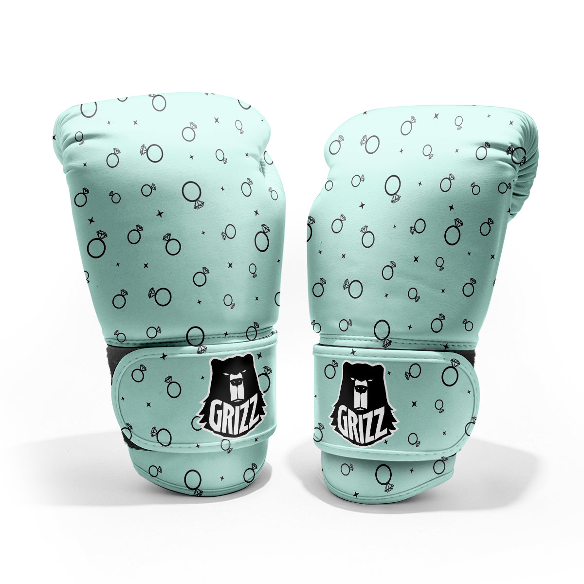 Blue Diamond Ring Print Pattern Sparring Gloves-grizzshop