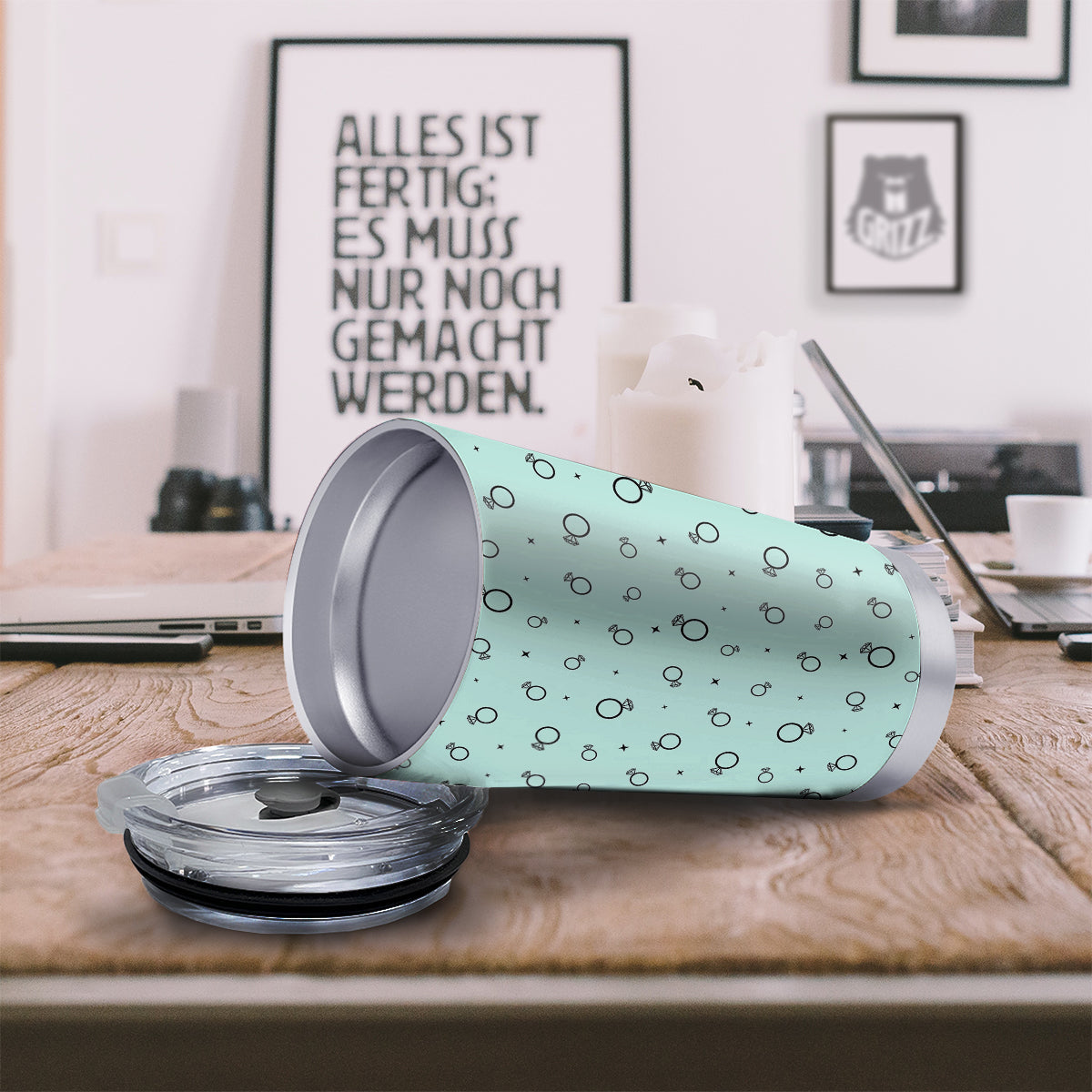 Blue Diamond Ring Print Pattern Tumbler-grizzshop