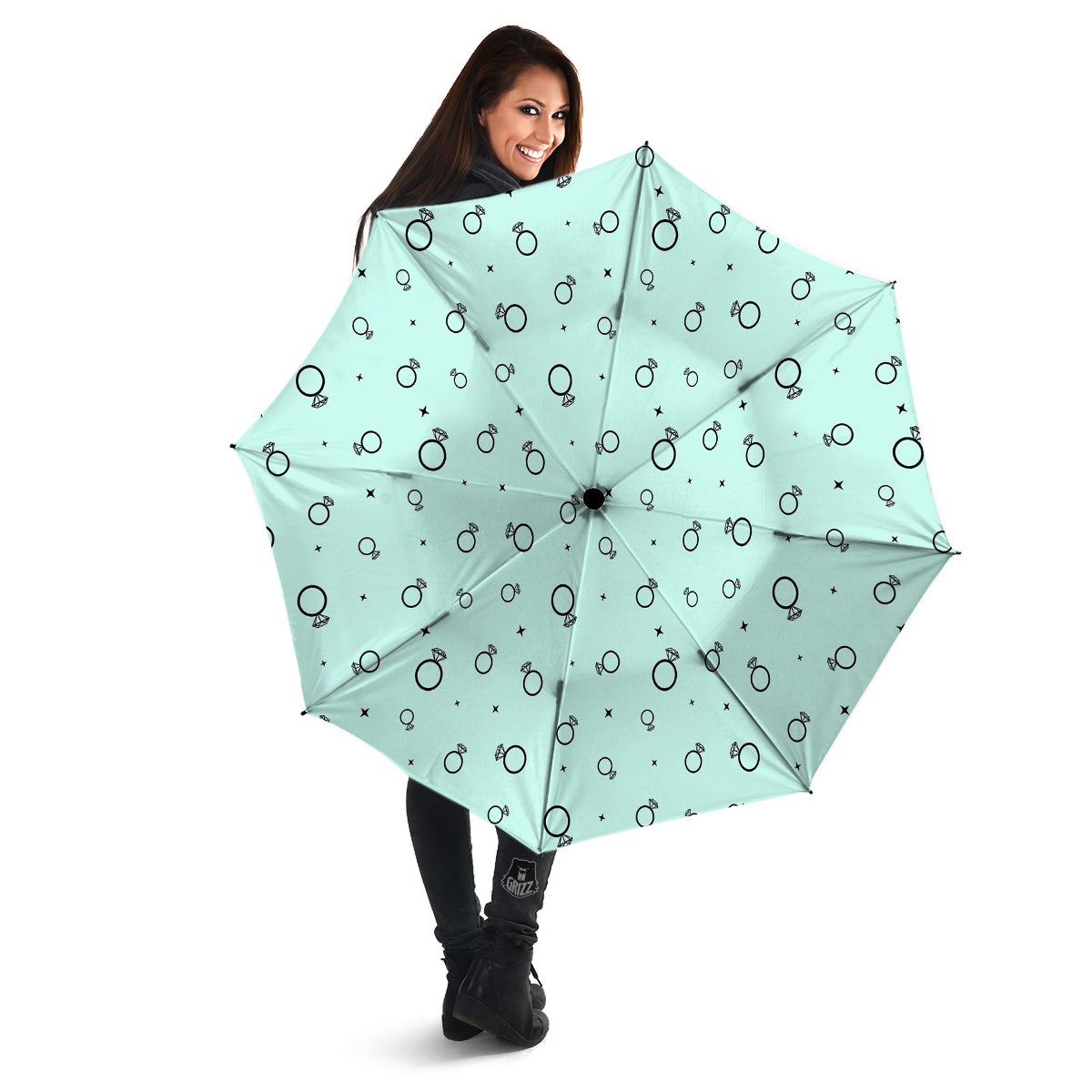 Blue Diamond Ring Print Pattern Umbrella-grizzshop