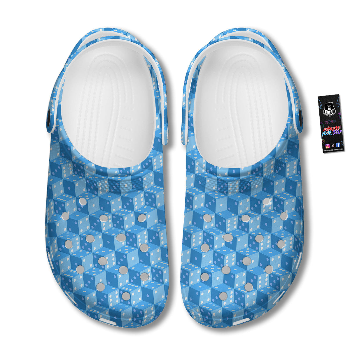 Blue Dice Casino Print Pattern Clog-grizzshop
