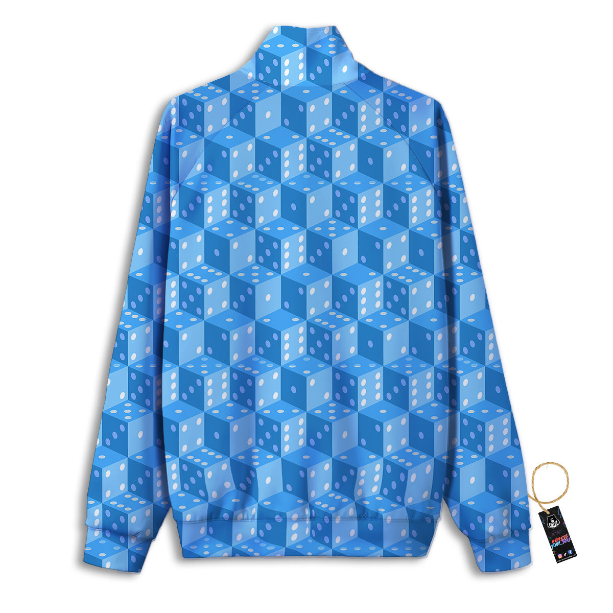 Blue Dice Casino Print Pattern Track Jacket-grizzshop