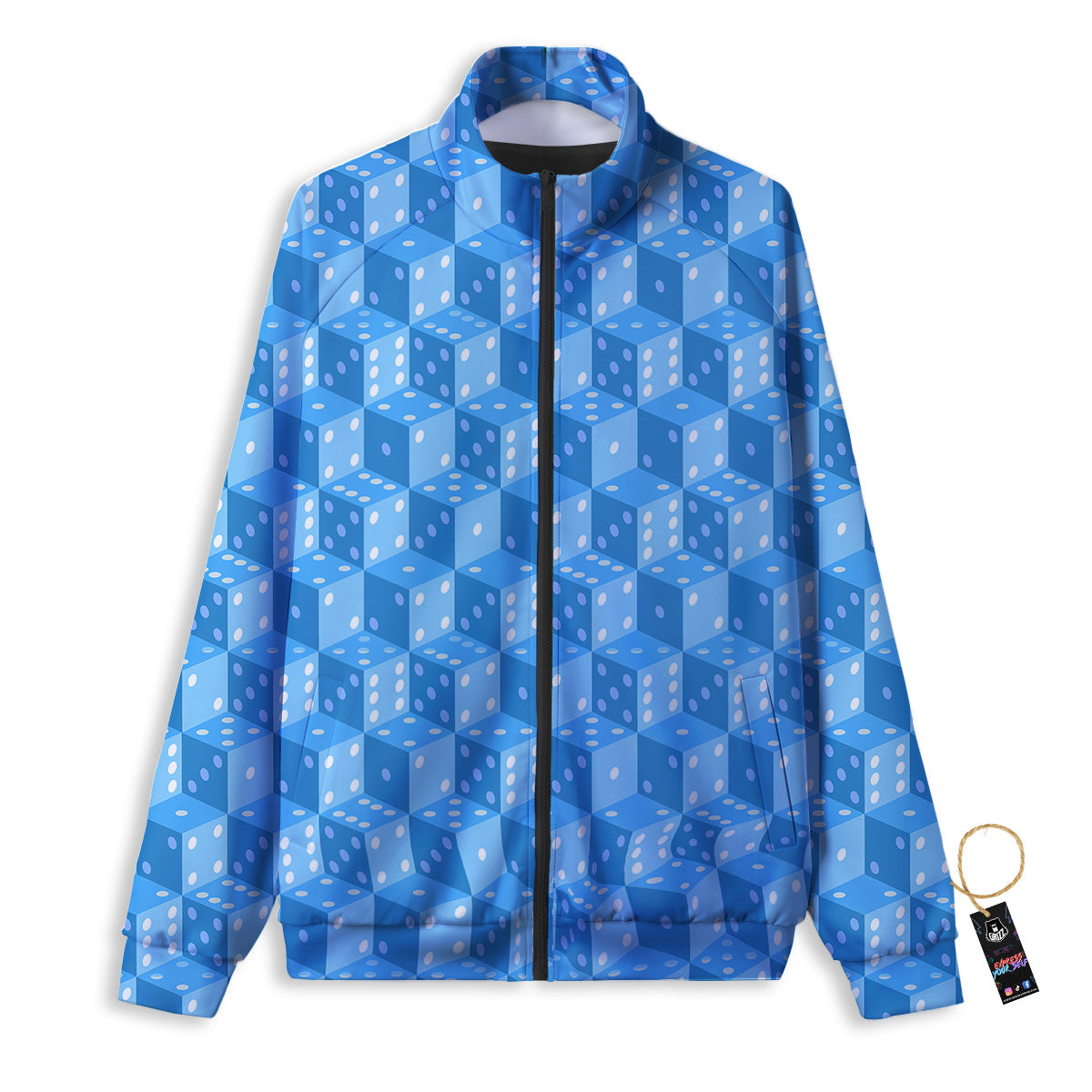 Blue Dice Casino Print Pattern Track Jacket-grizzshop