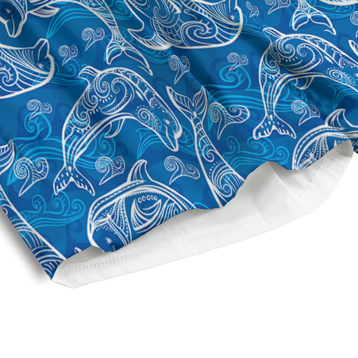 Blue Dolphins Ethnic Print Pattern Men's Athletic Shorts