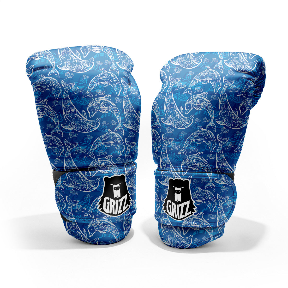 Blue Dolphins Ethnic Print Pattern Pro Boxing Glove