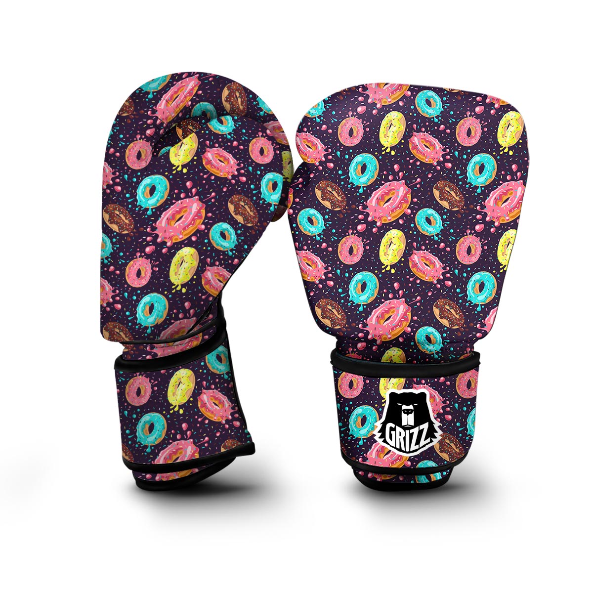 Blue Donut Pattern Print Boxing Gloves-grizzshop