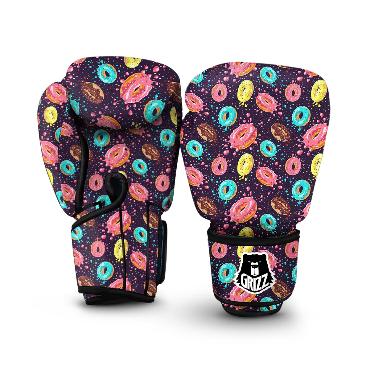 Blue Donut Pattern Print Boxing Gloves-grizzshop