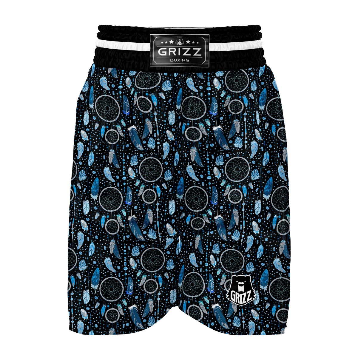 Blue Dream Catcher Feather Boxing Shorts-grizzshop