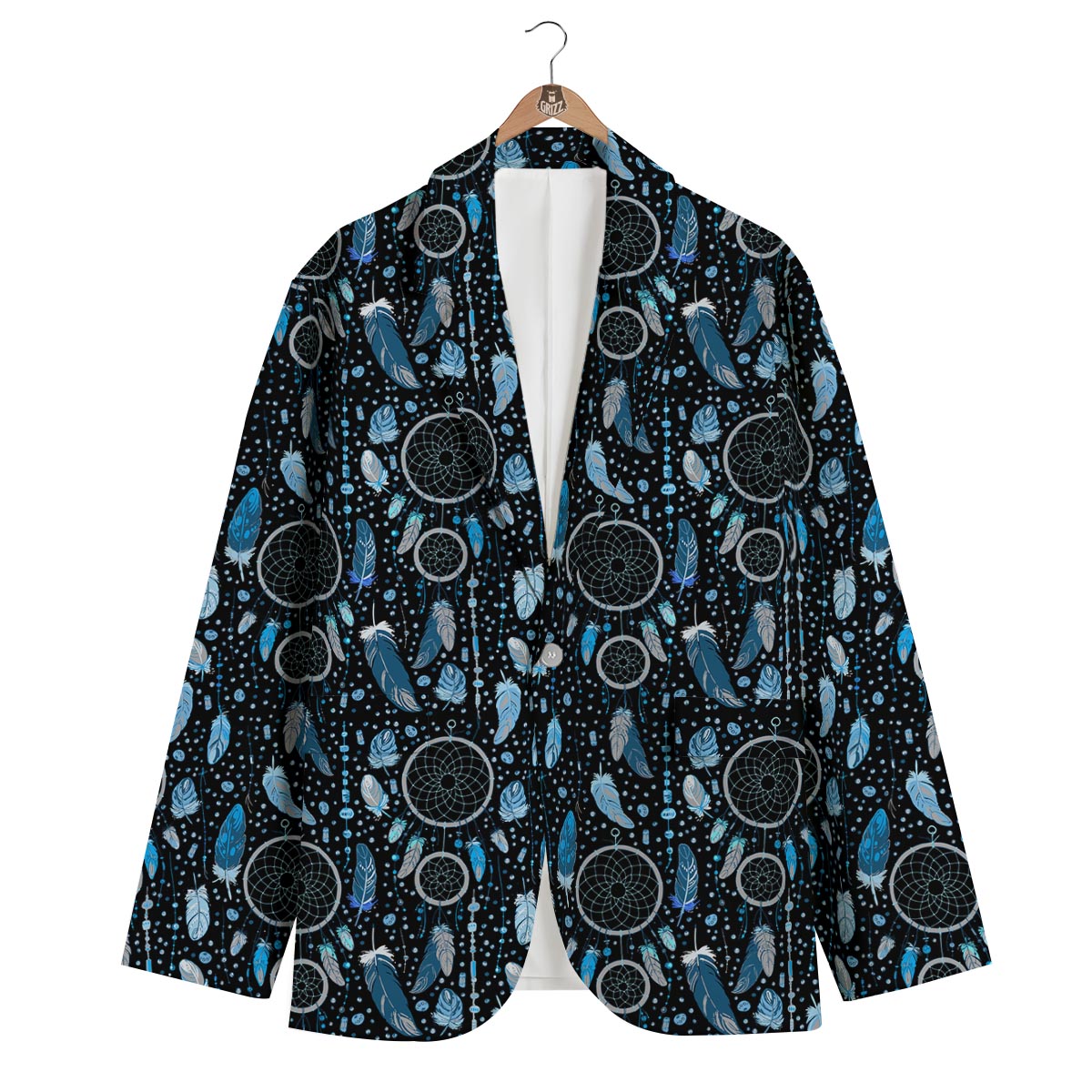 Blue Dream Catcher Feather Men's Blazer-grizzshop
