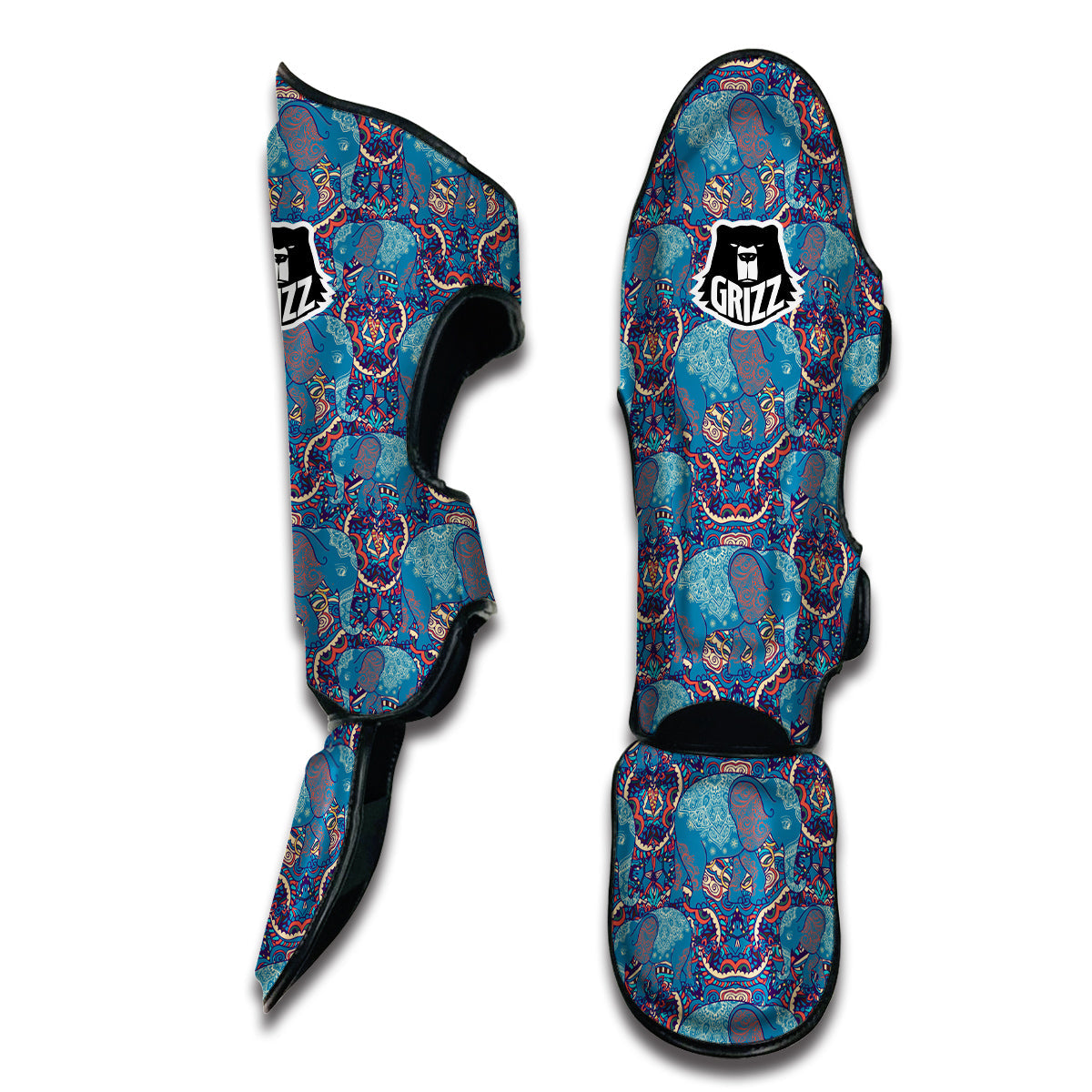 Blue Elephant Mandala Muay Thai Shin Guards-grizzshop