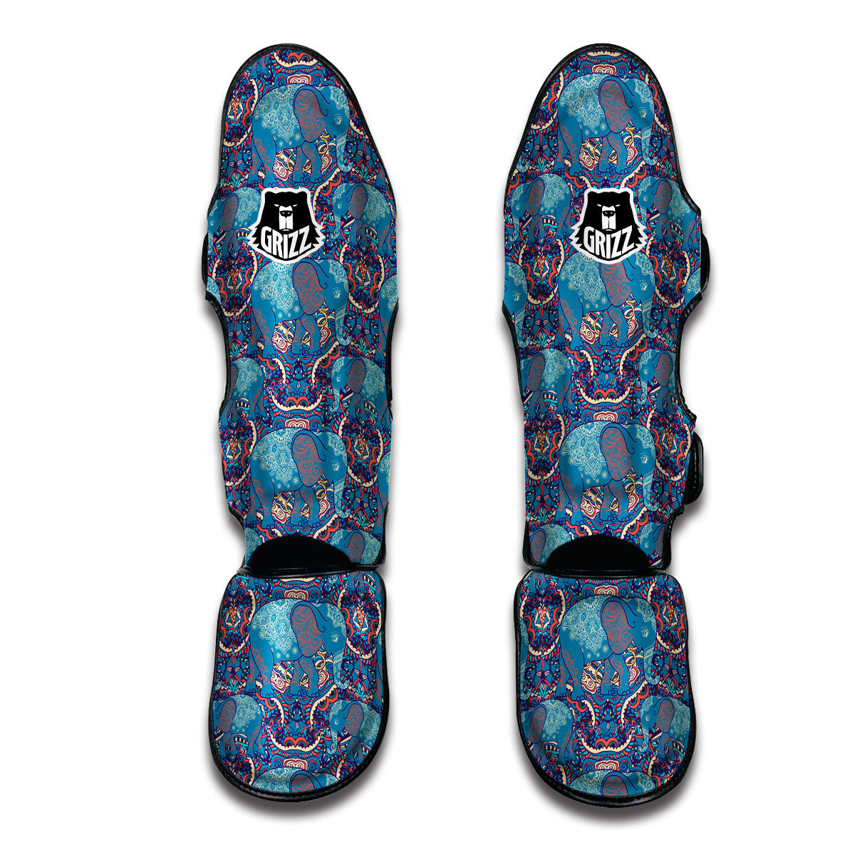 Blue Elephant Mandala Muay Thai Shin Guards-grizzshop