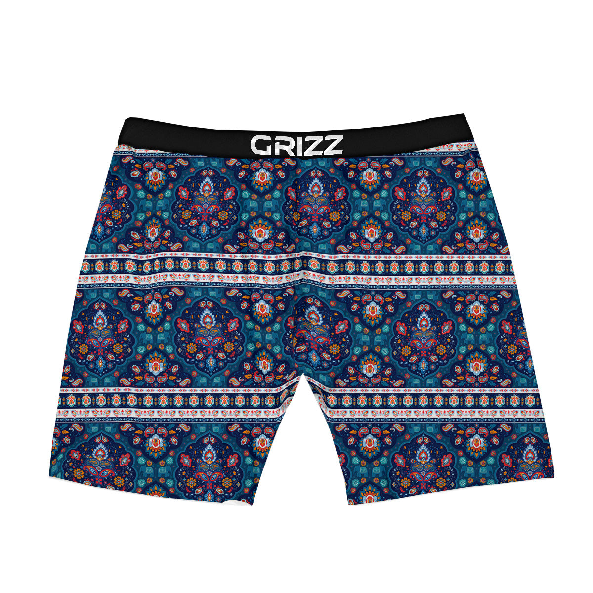 Blue Ethnic Mandala Print Pattern Boxer Briefs-grizzshop