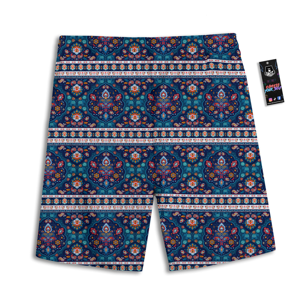 Blue Ethnic Mandala Print Pattern Men's Athletic Shorts