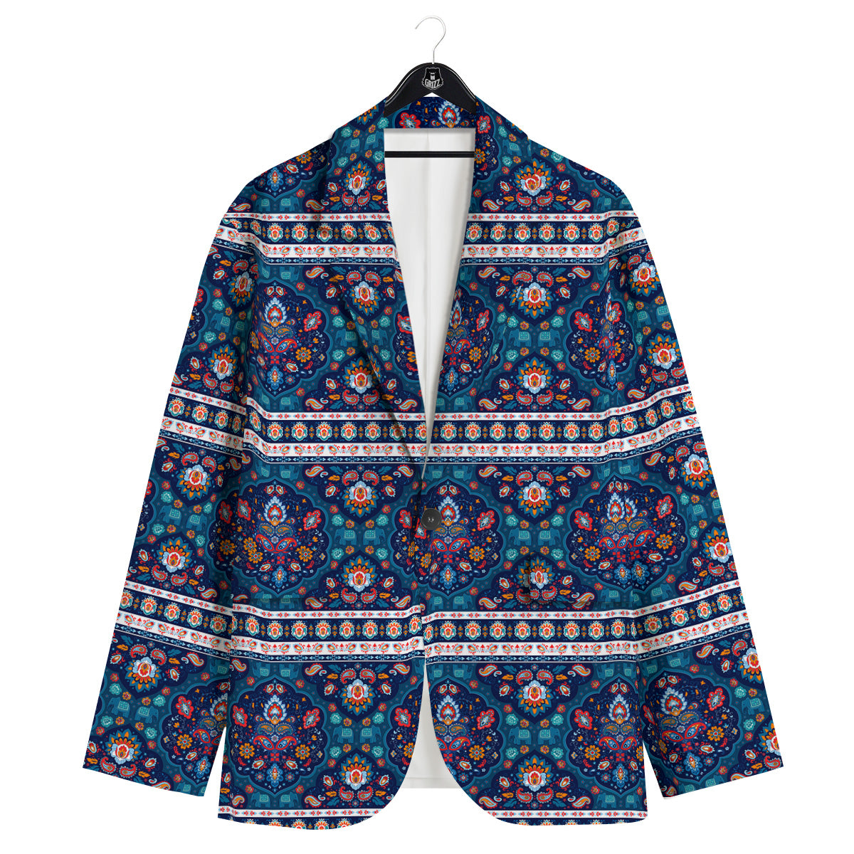 Blue Ethnic Mandala Print Pattern Men's Sport Coat-grizzshop
