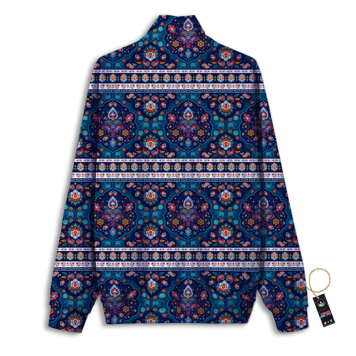 Blue Ethnic Mandala Print Pattern Track Jacket-grizzshop