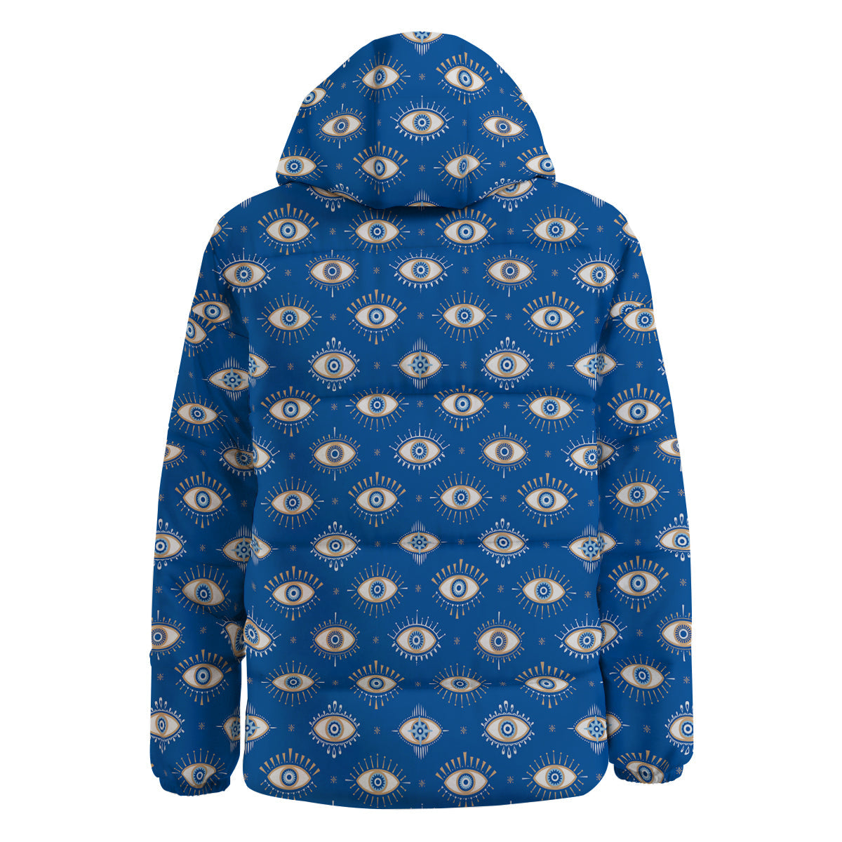 Blue Eyes Hamsa Print Pattern Down Jacket-grizzshop
