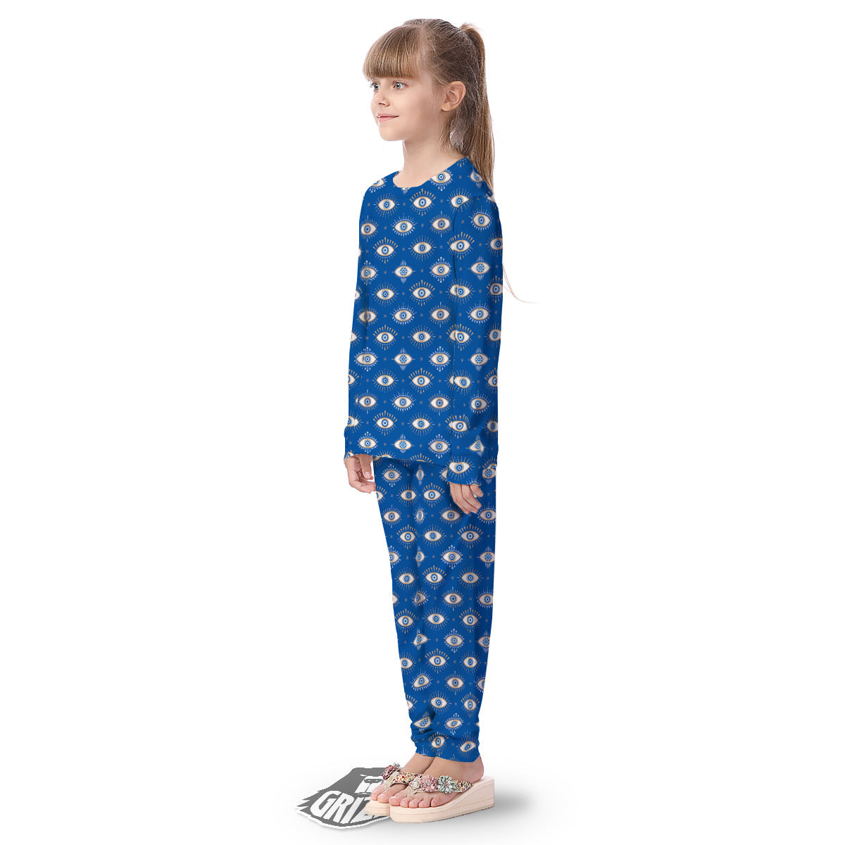 Blue Eyes Hamsa Print Pattern Kid's Pajamas-grizzshop