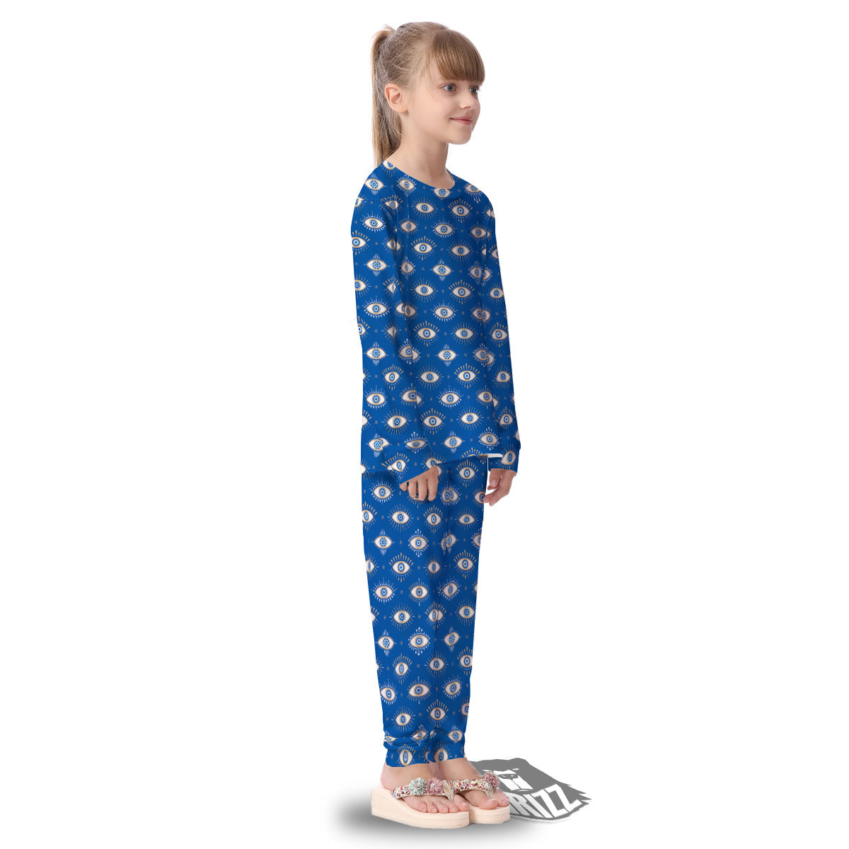 Blue Eyes Hamsa Print Pattern Kid's Pajamas-grizzshop