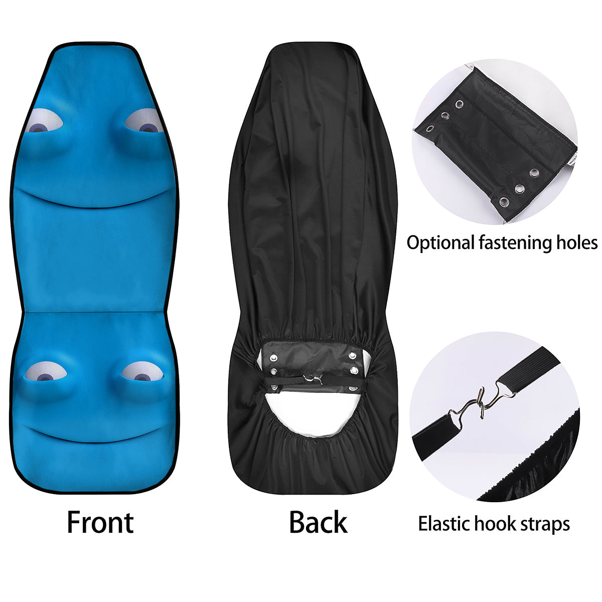 Blue Face Cartoon Emoticon Character Print Car Seat Covers-grizzshop