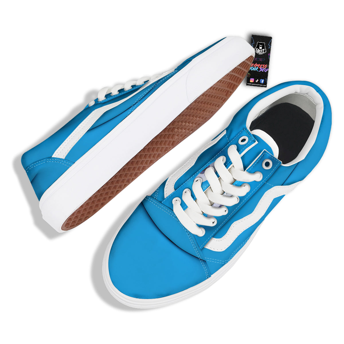 Blue Face Cartoon Emoticon Character Print Skate Shoes-grizzshop