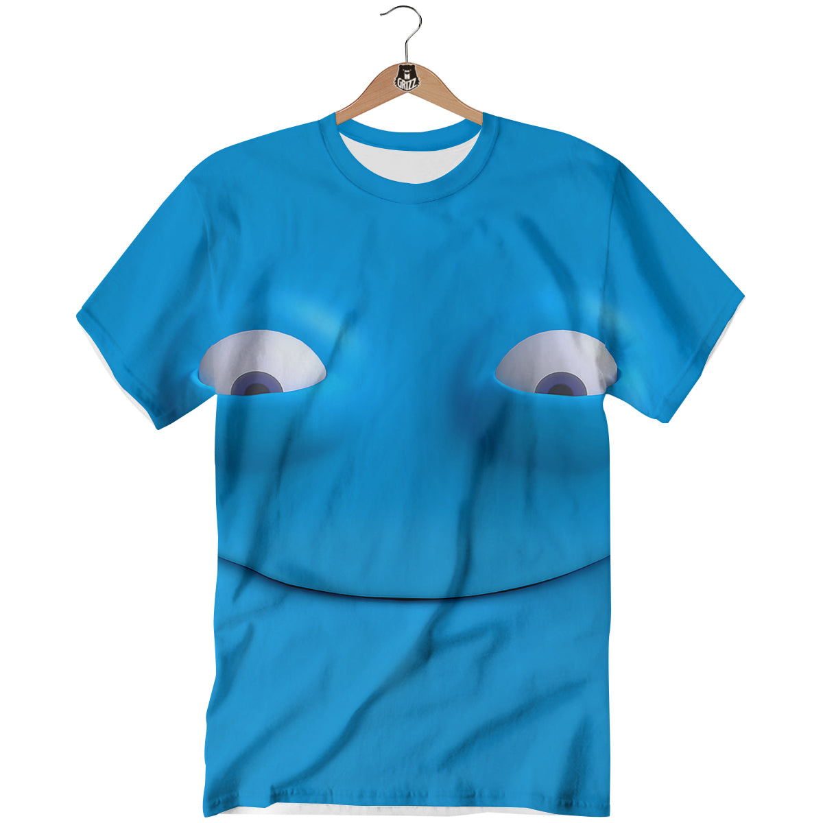 Blue Face Cartoon Emoticon Character Print T-Shirt-grizzshop