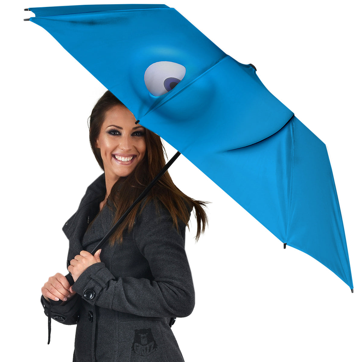 Blue Face Cartoon Emoticon Character Print Umbrella-grizzshop