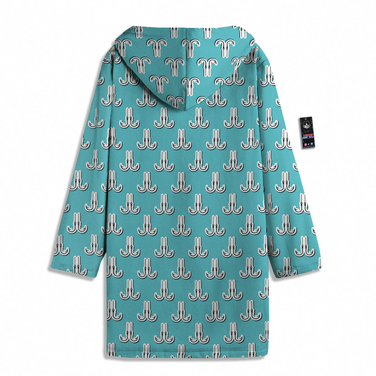 Blue Fish Hook Print Pattern Men's Windbreaker Jacket-grizzshop