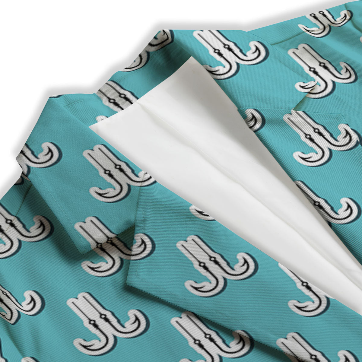 Blue Fish Hook Print Pattern Women's Blazer-grizzshop
