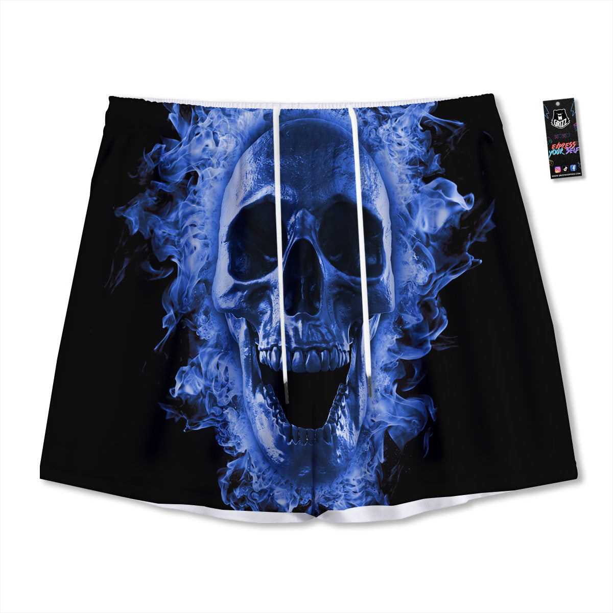 Blue Green And White Plaid Print Pattern Mesh Shorts