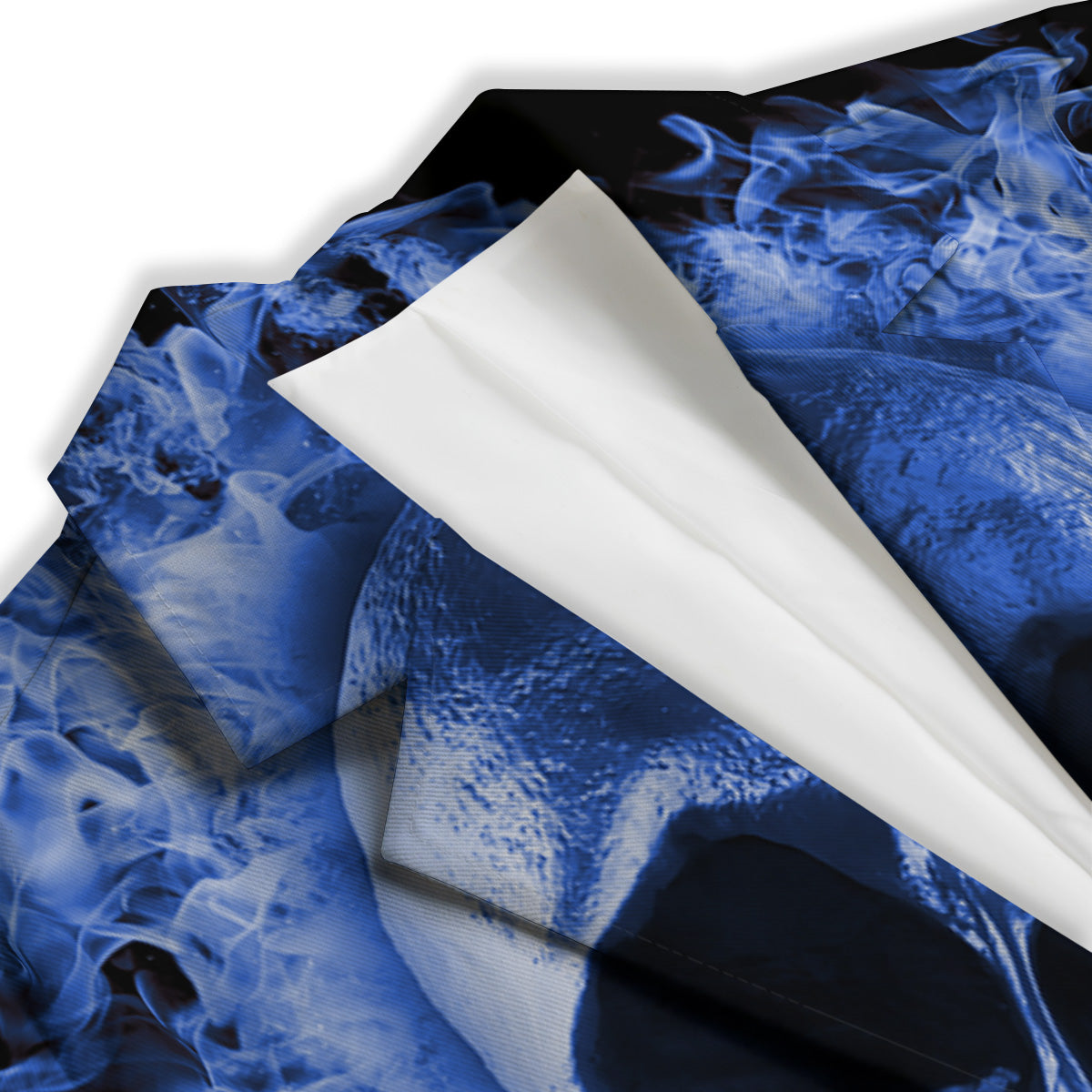 Blue Flaming Skull Print Women's Blazer-grizzshop