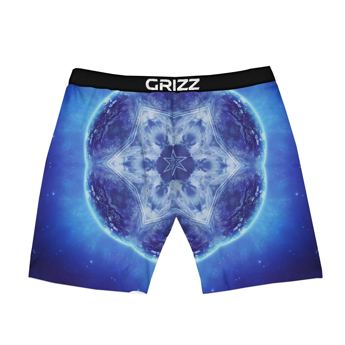 Blue Fractal Kaleidoscope Print Boxer Briefs-grizzshop