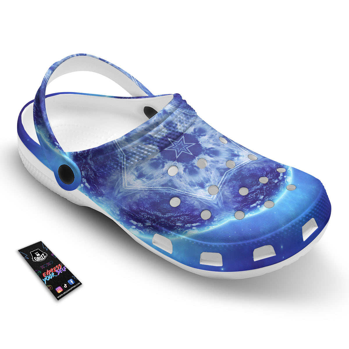 Blue Fractal Kaleidoscope Print Clog-grizzshop