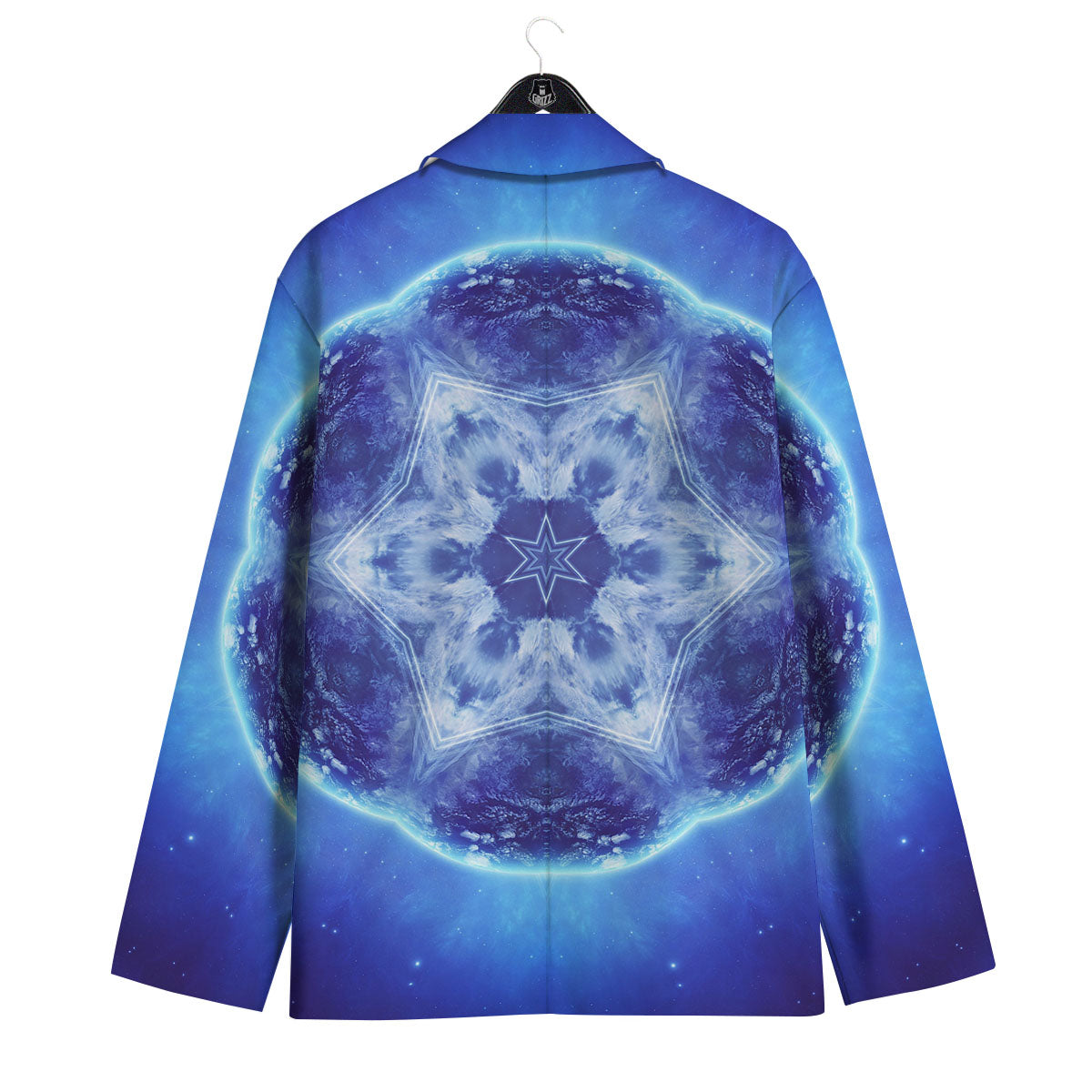 Blue Fractal Kaleidoscope Print Men's Sport Coat-grizzshop