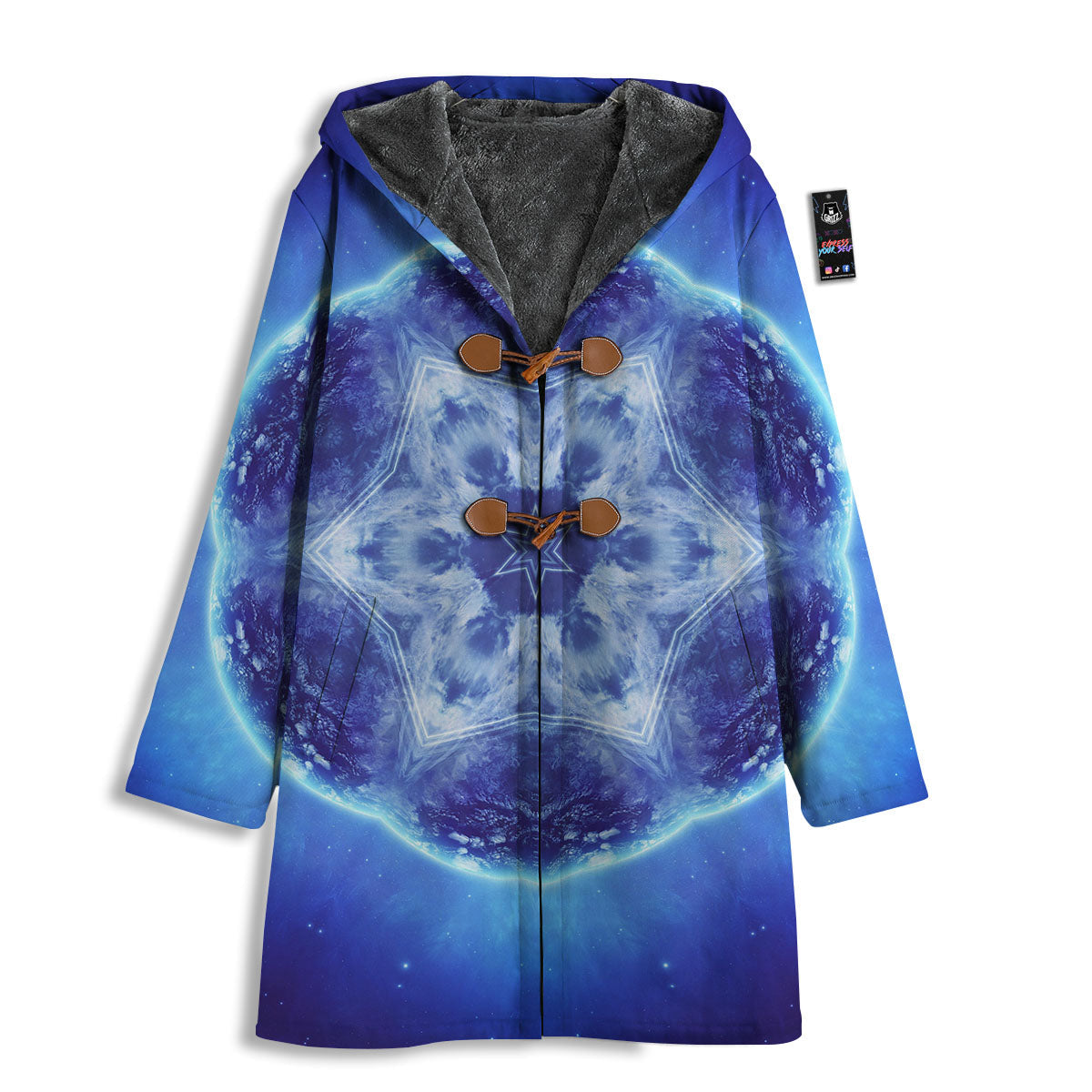 Blue Fractal Kaleidoscope Print Men's Windbreaker Jacket-grizzshop