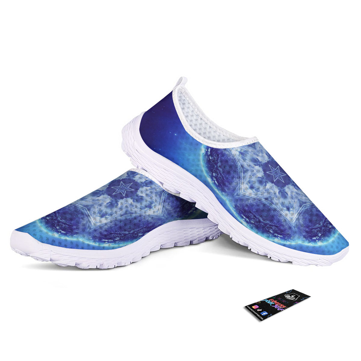 Blue Fractal Kaleidoscope Print Nurse Shoes-grizzshop