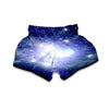 Blue Galaxy Space Stardust Print Muay Thai Boxing Shorts-grizzshop