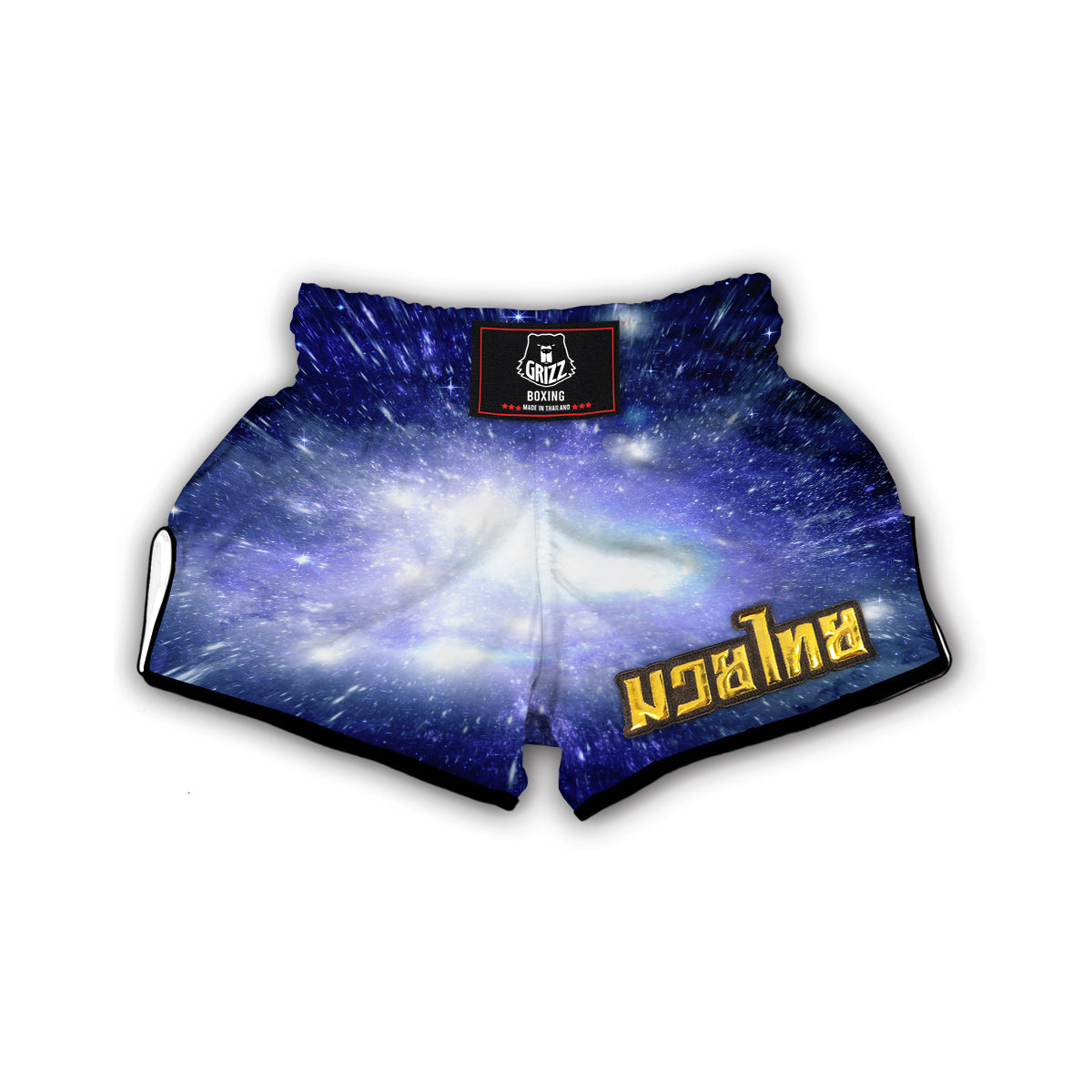 Blue Galaxy Space Stardust Print Muay Thai Boxing Shorts-grizzshop