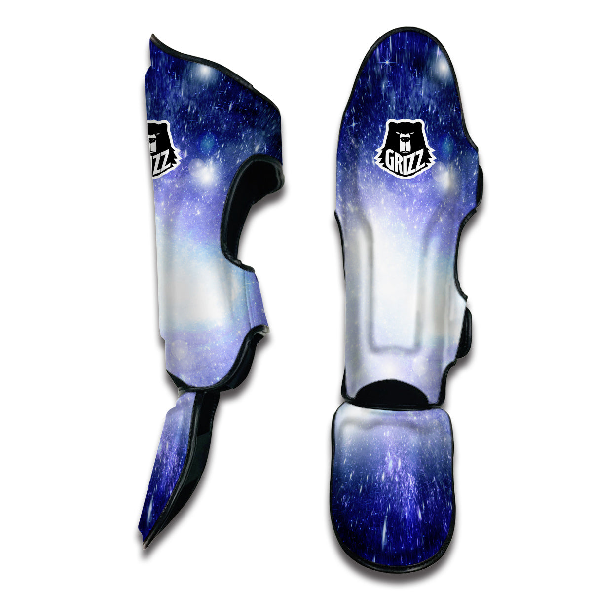 Blue Galaxy Space Stardust Print Muay Thai Shin Guards-grizzshop