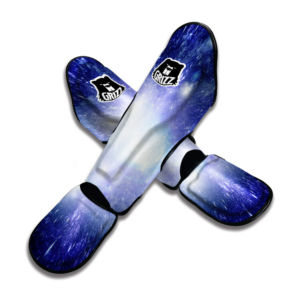 Blue Galaxy Space Stardust Print Muay Thai Shin Guards-grizzshop