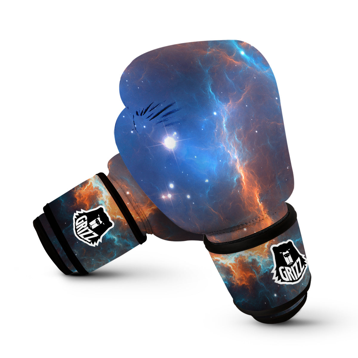 Blue Geomagnetic Storm Galaxy Space Print Boxing Gloves-grizzshop