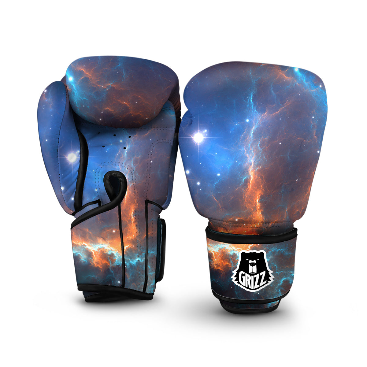 Blue Geomagnetic Storm Galaxy Space Print Boxing Gloves-grizzshop