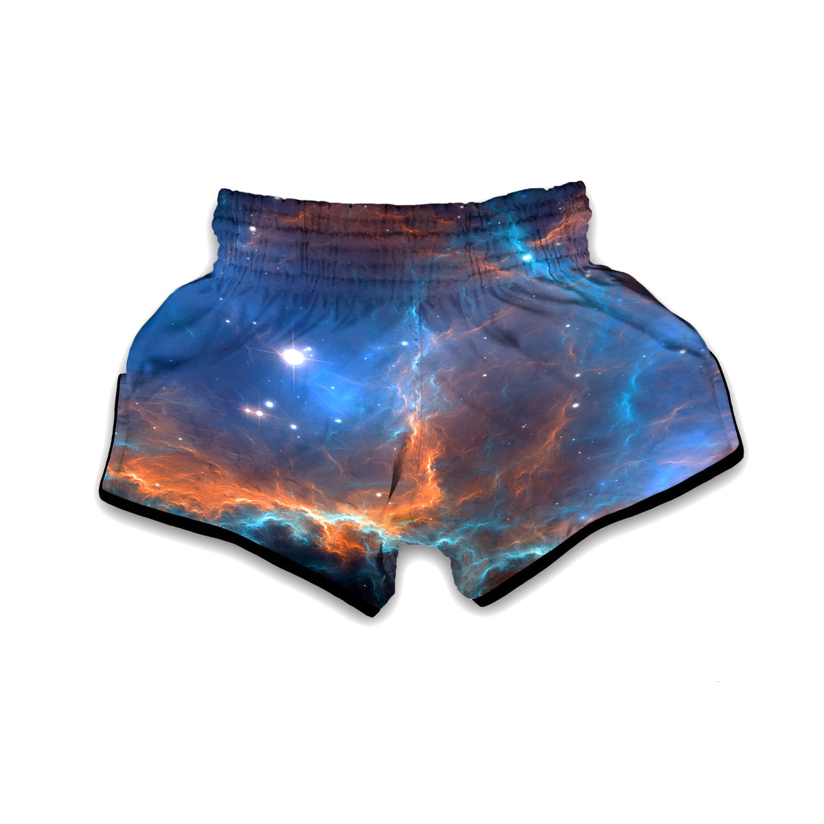 Blue Geomagnetic Storm Galaxy Space Print Muay Thai Boxing Shorts-grizzshop