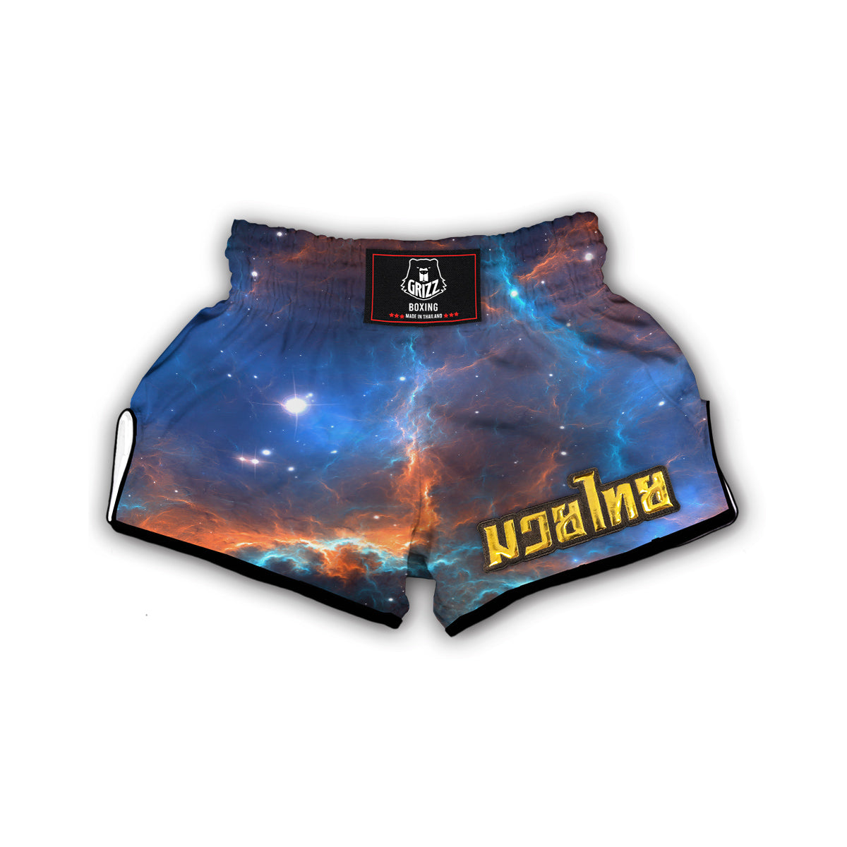 Blue Geomagnetic Storm Galaxy Space Print Muay Thai Boxing Shorts-grizzshop