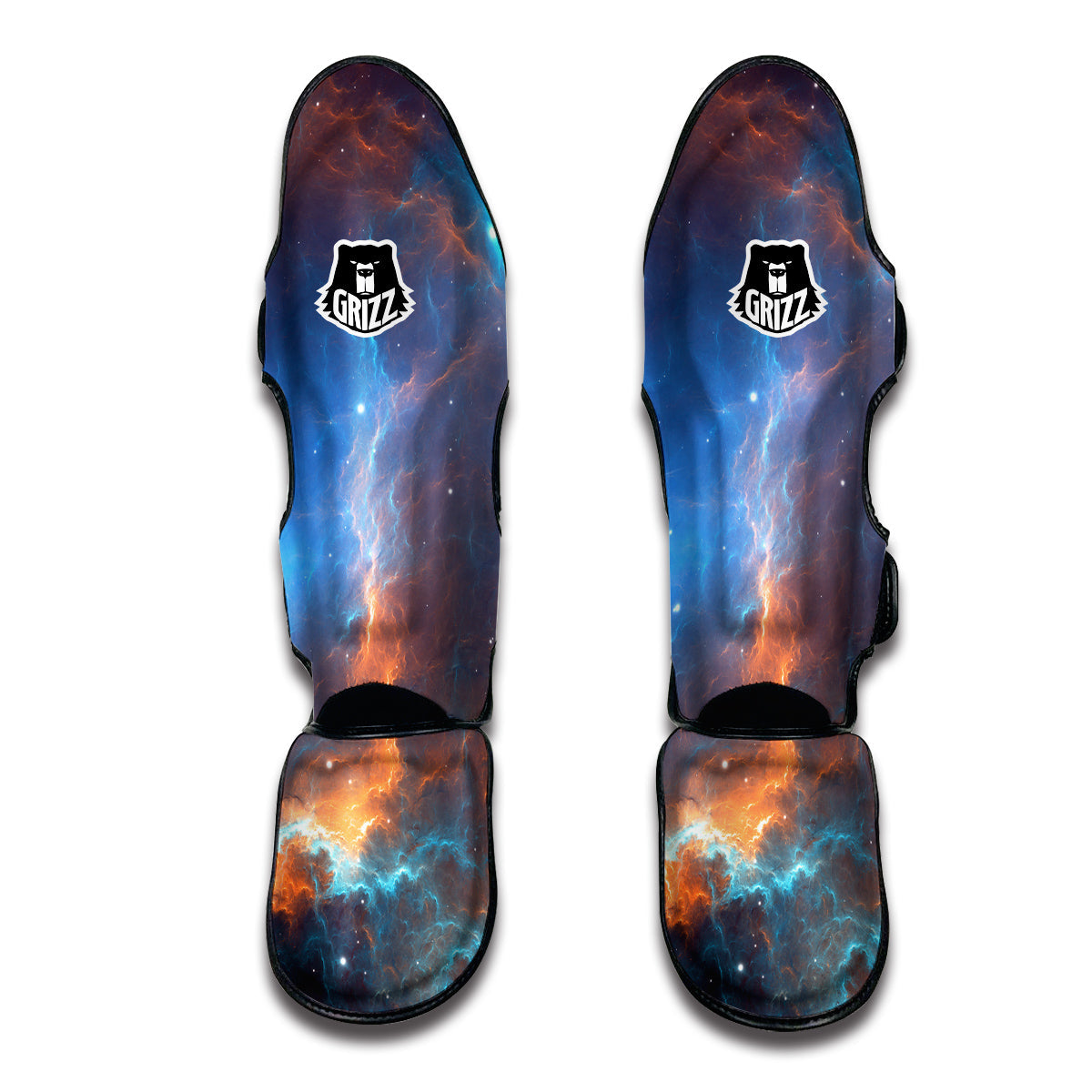 Blue Geomagnetic Storm Galaxy Space Print Muay Thai Shin Guards-grizzshop