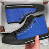 Blue Glitter Artwork Print Black High Top Shoes-grizzshop