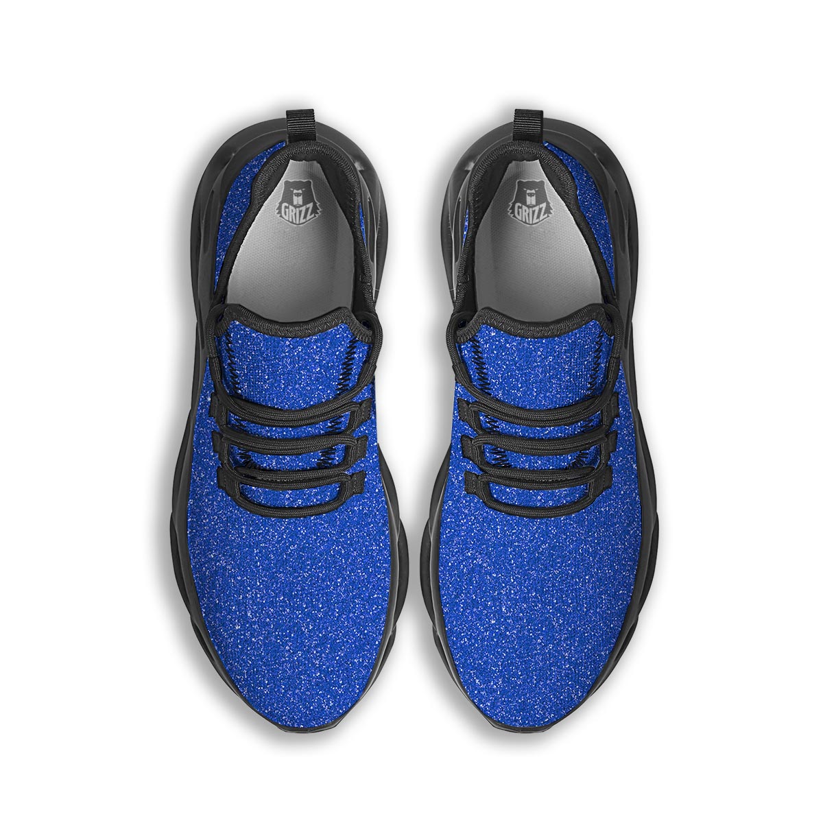 Blue Glitter Artwork Print Black Running Shoes-grizzshop