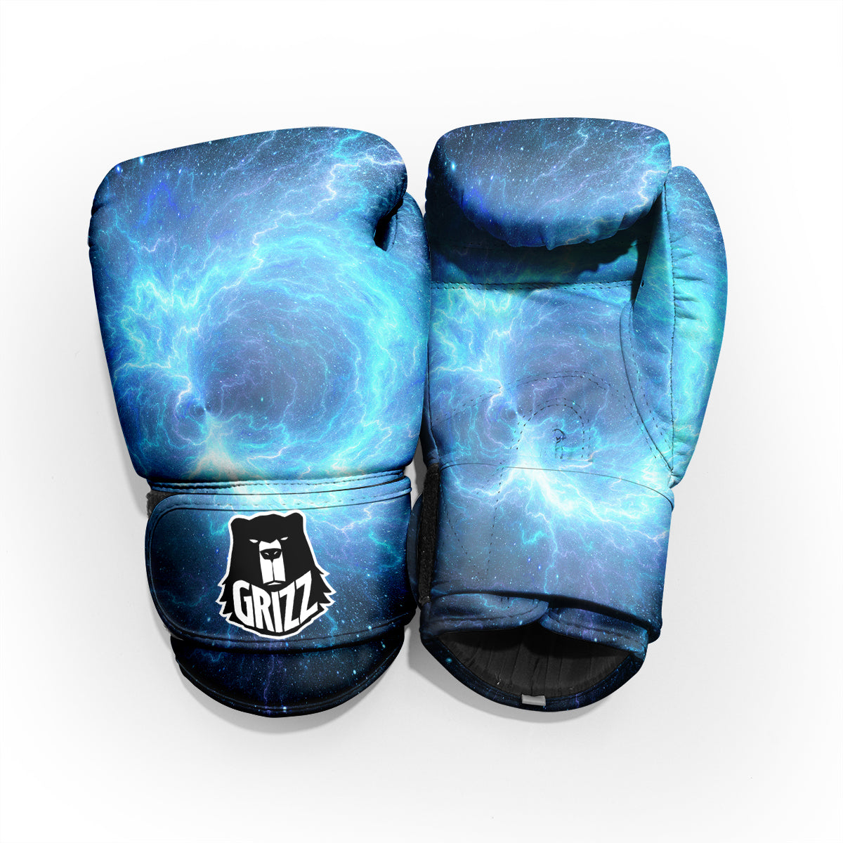 Blue Glowing Giant Lightning In Space Print Pro Boxing Glove