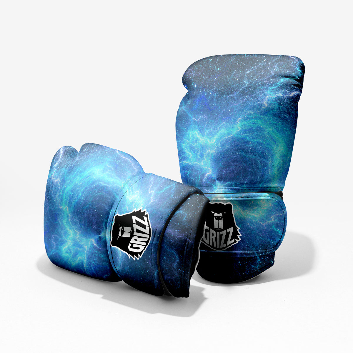 Blue Glowing Giant Lightning In Space Print Pro Boxing Glove