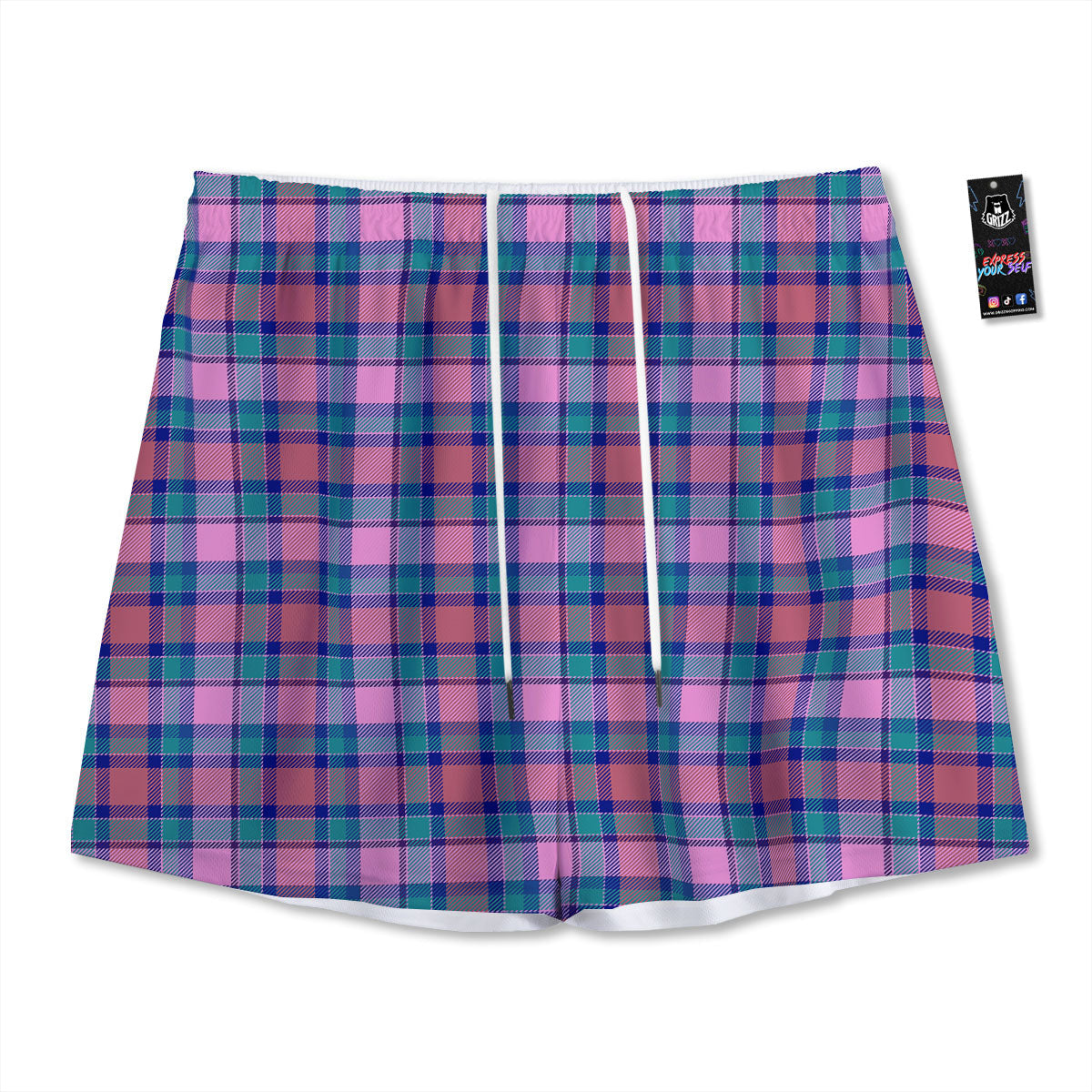 Chevron White And Gold Print Pattern Mesh Shorts